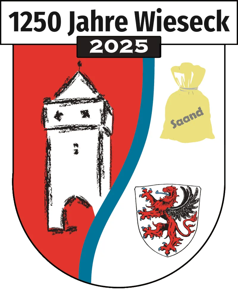 Wappen mit 1250 Jahre Schriftzug oben und Poart, Bach, Saandbeul und Giessener Stadtwappen im unteren Bereich