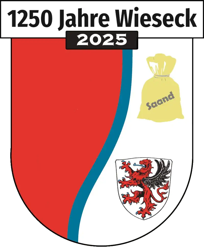 Wappen mit 1250 Jahre Schriftzug oben und Poart, Bach, Saandbeul und Giessener Stadtwappen im unteren Bereich